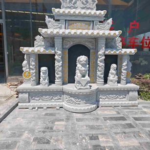 辽阳芝麻白中国黑石材套墓 花岗岩墓碑